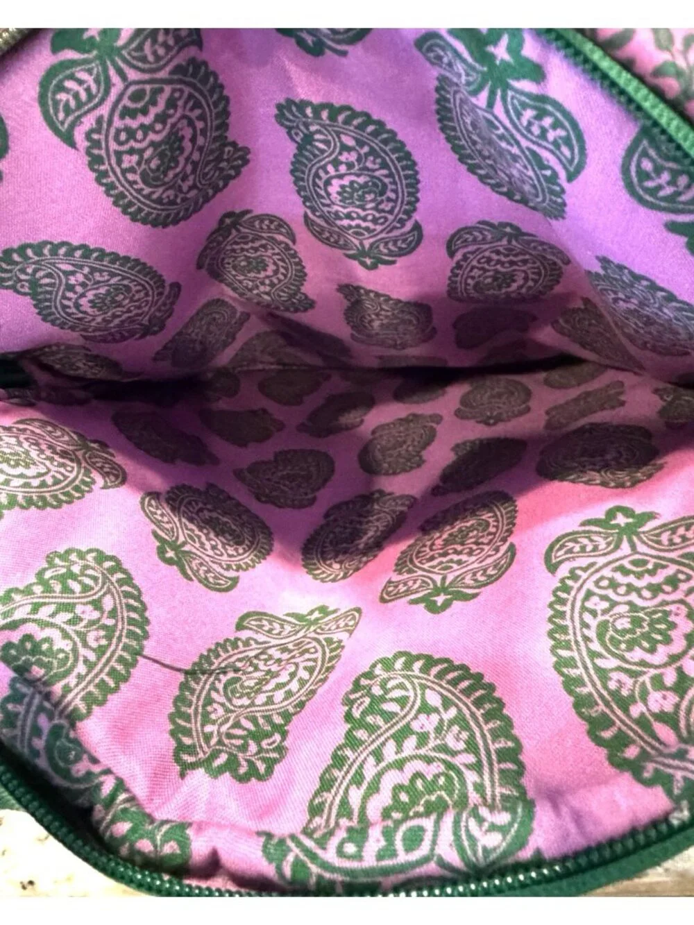 Vera Bradley Premium Cotton Bancroft Backpack Iconic Paisley Green Jacket NWOT